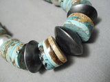 Native American Huge Chunky Vintage Santo Domingo Turquoise Sterling Silver Necklace Old-Nativo Arts