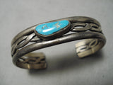 Vibrant Vintage Native American Navajo Turquoise Sterling Silver Coiled Bracelet Old-Nativo Arts