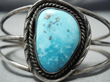 Magnificent Vintage Native American Navajo Old Kingman Turquoise Sterling Silver Bracelet-Nativo Arts