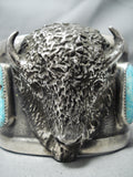 Incredible San Felipe Turquoise Sterling Silver Buffalo Bracelet-Nativo Arts