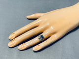 14k Gold Rare Signed Vintage Native American Navajo Turquoise Inlay Ring-Nativo Arts
