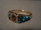 14k Gold Vintage Navajo Native American Jewelry jewelry Lone Mountain Turquoise Gold Ring Old Vtg-Nativo Arts