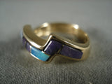 14k Gold Vintage Navajo Native American Jewelry jewelry Real Opal Sugulite Ring Old-Nativo Arts