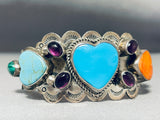 Heat Of Turquoise Vintage Native American Navajo Sterling Silver Amethyst Bracelet-Nativo Arts
