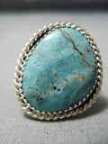 Amazing Vintage Native American Navajo Blue Diamond Turquoise Sterling Silver Ring-Nativo Arts