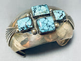 Rare Turquoise Mine Vintage Native American Navajo Sterling Silver Bracelet Cuff-Nativo Arts