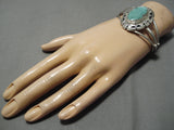 Majestic Vintage Native American Navajo Carico Lake Turquoise Sterling Silver Bracelet-Nativo Arts