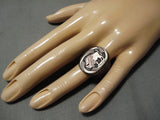 Tremendous Vintage Native American Navajo Hand Carved Buffalo Sterling Silver Naitve Ring-Nativo Arts