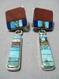 Important Vintage Native American Navajo Hank Whitethorne Turquoise Sterling Silver Earrings-Nativo Arts