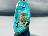 Native American One Of The Most Intricate Vintage Zuni Turquoise Sterling Silver Ring-Nativo Arts