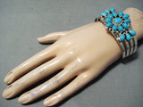 Exquisite Native American Navajo Sleeping Beauty Turquoise Sterling Silver Bracelet-Nativo Arts