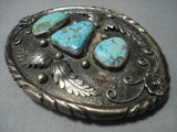 151 Gram Vintage Navajo Turquoise Sterling Native American Jewelry Silver Buckle Old-Nativo Arts