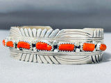 Fabulous Vintage Native American Navajo Coral Sterling Silver Bracelet Signed Brenda Barbone-Nativo Arts