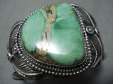 Huge Tin Jon Vintage Native American Navajo Damale Turquoise Sterling Silver Leaf Bracelet-Nativo Arts