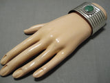 Early 1900's Vintage Native American Navajo Cerrillos Turquoise Sterling Silver Cuff Bracelet-Nativo Arts