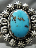 Striking Vintage Native American Navajo Bisbee Turquoise Martinez Sterling Silver Bracelet-Nativo Arts