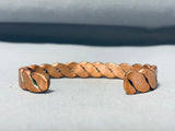 Heavy Thicker Hand Tooled Vintage Native American Navajo Signed Copper Bracelet-Nativo Arts