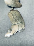 Whimsical Vintage Native American Navajo Cowboy Hat Boot Sterling Silver Tie Pin-Nativo Arts