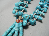 Amazing Vintage Navajo Persin Turquoise Nugget Native American Necklace Old-Nativo Arts