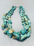 Chunks Of Green Turquoise Native American Navajo Sterling Silver Necklace-Nativo Arts