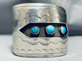 153 Grams Vintage Native American Navajo Turquoise Sterling Silver Shadow Bracelet-Nativo Arts