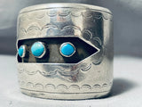153 Grams Vintage Native American Navajo Turquoise Sterling Silver Shadow Bracelet-Nativo Arts