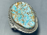 One Of The Craziest Ever Native American Navajo #8 Turquoise Sterling Silver Bracelet-Nativo Arts
