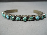 Astonishing Vintage Native American Zuni Carved Turquoise Sterling Silver Bracelet Old-Nativo Arts