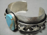 Important Vintage Native American Navajo Emer Thompson Turquoise Sterling Silver Bracelet Old-Nativo Arts
