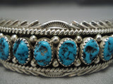Detailed!! Vintage Native American Navajo Spider Turquoise Sterling Silver Waving Bracelet-Nativo Arts
