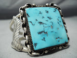 One Of Best Vintage Native American Navajo Square Sleeping Turquoise Sterling Silver Bracelet-Nativo Arts