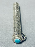 Marvelous Native American Navajo Turquoise Sterling Silver Toothpick Holder-Nativo Arts