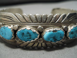 Striking Vintage Native American Navajo Chunky Turquoise Sterling Silver Bracelet-Nativo Arts