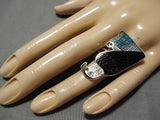 Important Native American Zuni Harlan Coonsis Turquoise Inlay Sterling Silver Ring-Nativo Arts