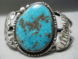 One Of The Best Vintage Native American Navajo Old Kingman Turquoise Sterling Silver Bracelet-Nativo Arts