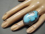 Huge And Thick!! Vintage Native American Navajo Old Morenci Turquoise Sterling Silver Ring-Nativo Arts