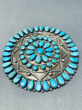 One Of The Largest Vintage Native American Navajo Turquoise Sterling Silver Pin Old-Nativo Arts