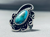 Beautiful Vintage Native American Navajo Pilot Mountain Turquoise Sterling Silver Ring-Nativo Arts