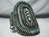 Native American Best Early Vintage Zuni Cerrillos Turquoise Sterling Silver Cluster Bracelet-Nativo Arts