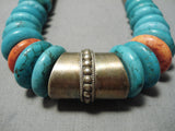 Colossal Vintage Native American Navajo Sterling Silver Turquoise Bead Necklace Old-Nativo Arts