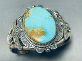 Rare Easter Blue Turquoise Vintage Native American Navajo Sterling Silver Bracelet-Nativo Arts