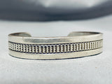 Superb Vintage Native American Navajo Signed Sterling Silver Heavy Bracelet-Nativo Arts