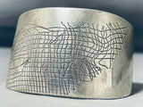 Native American Completely Hand Etched Vintage Sterling Silver Brick Wall Bracelet-Nativo Arts