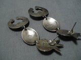 Fabulous Vintage Navajo Native American Sterling Silver Turquoise Earrings-Nativo Arts
