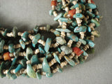 156 Gram Navajo Native American Jewelry jewelry Natural Green Turquoise Coral *tight Braid* Necklace-Nativo Arts