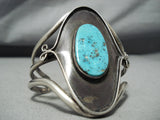 Towering Vintage Native American Navajo Turquoise Sterling Silver Shadow Bracelet Old-Nativo Arts