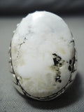 Astonishing Navajo White Buffalo Sterling Silver Ring Native American-Nativo Arts