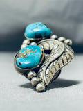 Tremdendous Vintage Native American Navajo Kingman Turquoise Sterling Silver Ring-Nativo Arts
