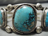 Scarce Vintage Native American Navajo Blue Warrior Turquoise Sterling Silver Bracelet Old-Nativo Arts