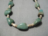 Native American Amazing Vintage Santo Domingo Green Turquoise Sterling Silver Necklace-Nativo Arts